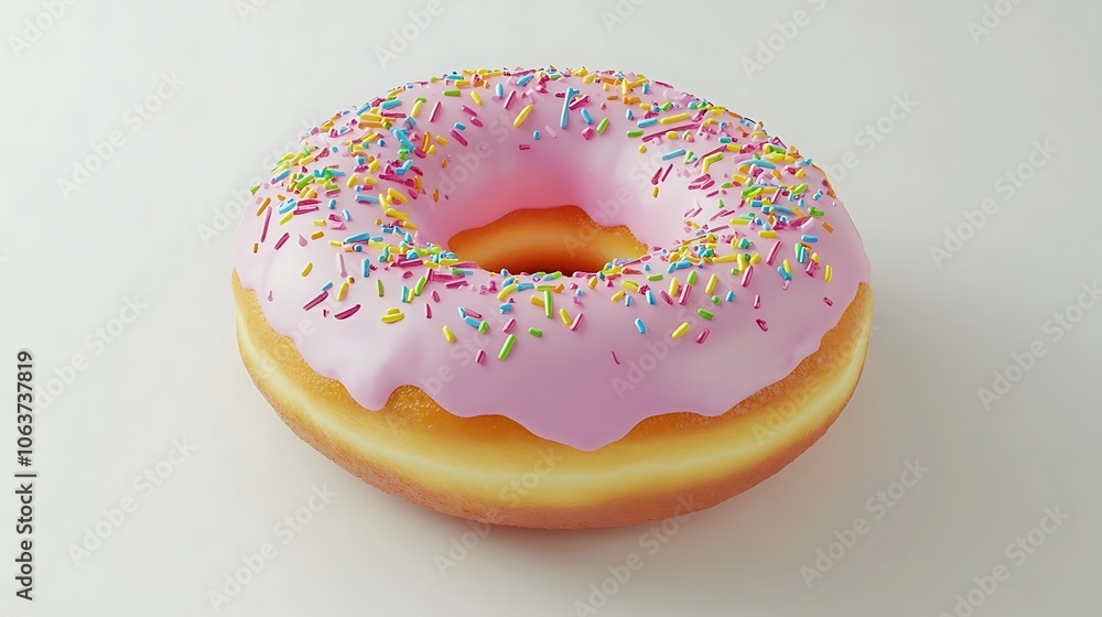 Pink Glazed Donut with Sprinkles Pink Glazed Donut with Sprinkles
