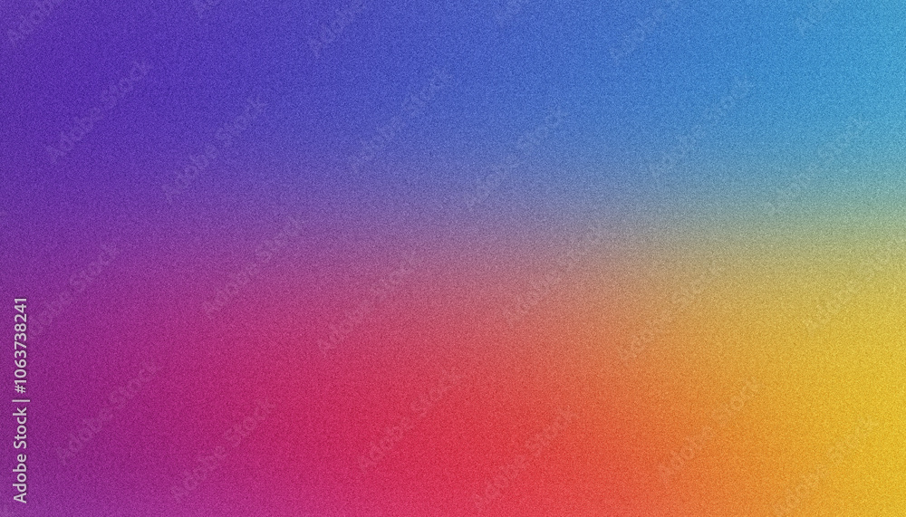 Grainy texture background with a gradient of colors fading from blue to purple, pink, orange, and yellow Grainy texture background with a gradient of colors fading from blue to purple, pink, orange, and yellow