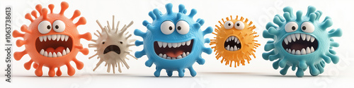 Cartoon viruses with funny expressions.