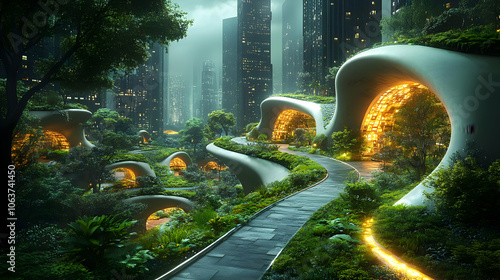 Futuristic City Park with A...