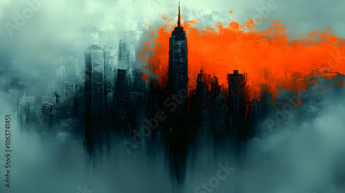 Abstract Cityscape with Ora...