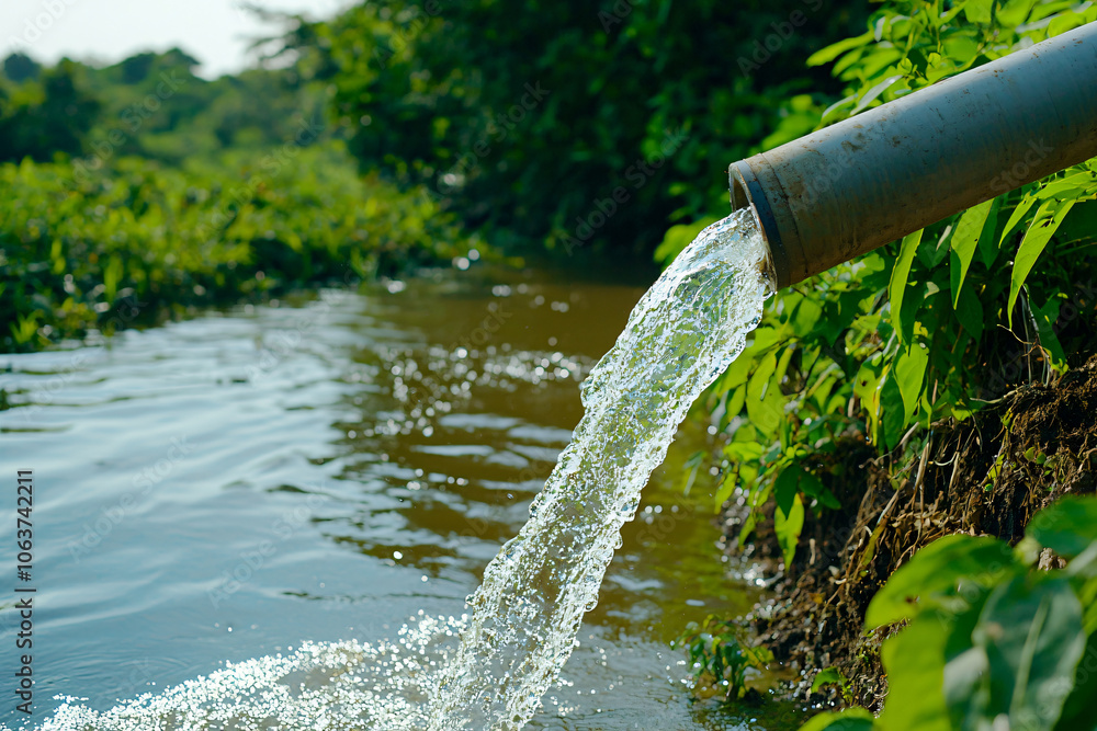clean water discharge from pipe into natural habitat clean water discharge from pipe into natural habitat