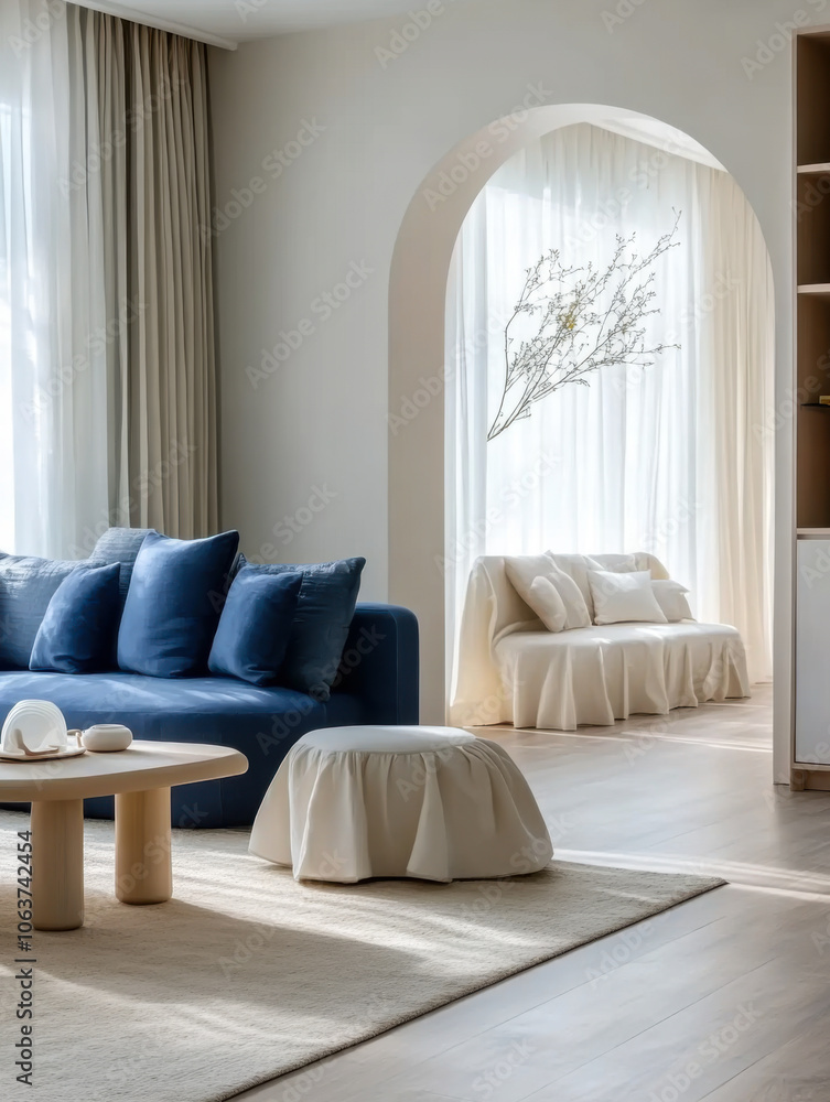 Japandi style minimalist interior design of modern living room Japandi style minimalist interior design of modern living room