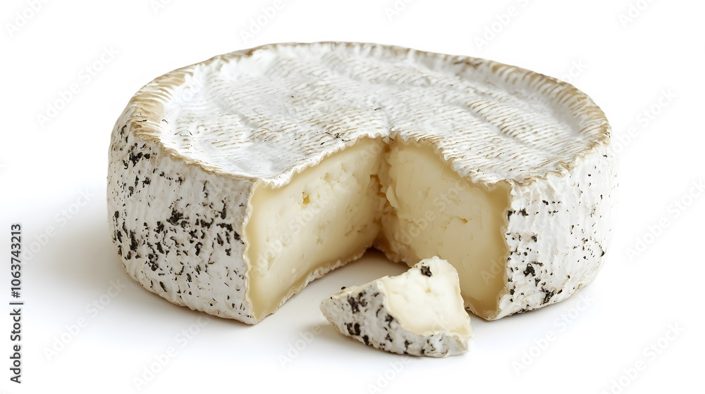 Brie Wheel Segment : Cheese pattern. Cheese board. Cheese dices and slicesA segment of a Brie cheese wheel, revealing the creamy interior and edible rind. The softness invites viewers to imagine Brie Wheel Segment : Cheese pattern. Cheese board. Cheese dices and slicesA segment of a Brie cheese wheel, revealing the creamy interior and edible rind. The softness invites viewers to imagine