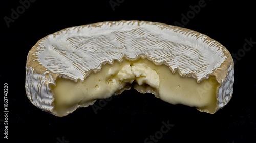 Brie Wheel Segment : Cheese pattern. Cheese board. Cheese dices and slicesA segment of a Brie cheese wheel, revealing the creamy interior and edible rind. The softness invites viewers to imagine 