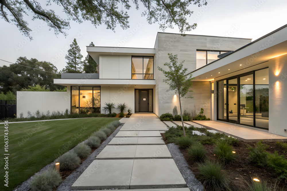 Modern Minimalist Home Exterior with Sleek Architectural Design and Clean Landscaping Modern Minimalist Home Exterior with Sleek Architectural Design and Clean Landscaping