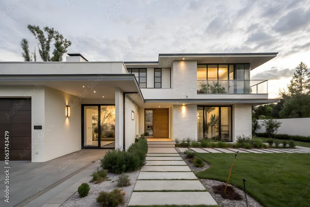 Modern Minimalist Home Exterior with Sleek Architectural Design and Clean Landscaping Modern Minimalist Home Exterior with Sleek Architectural Design and Clean Landscaping