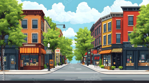 Illustrated Street Scene wi...