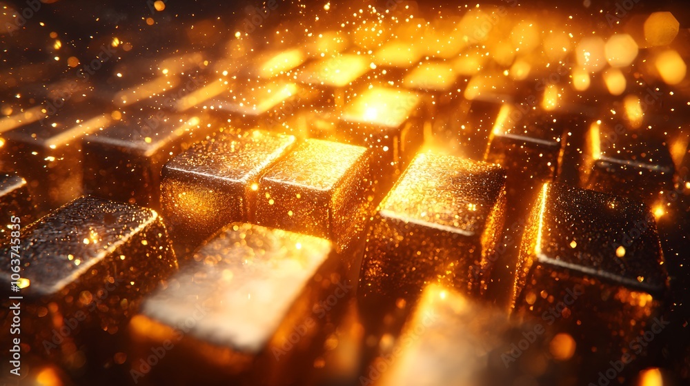 Shimmering Gold Bars with Sparkles and Light Effects Shimmering Gold Bars with Sparkles and Light Effects