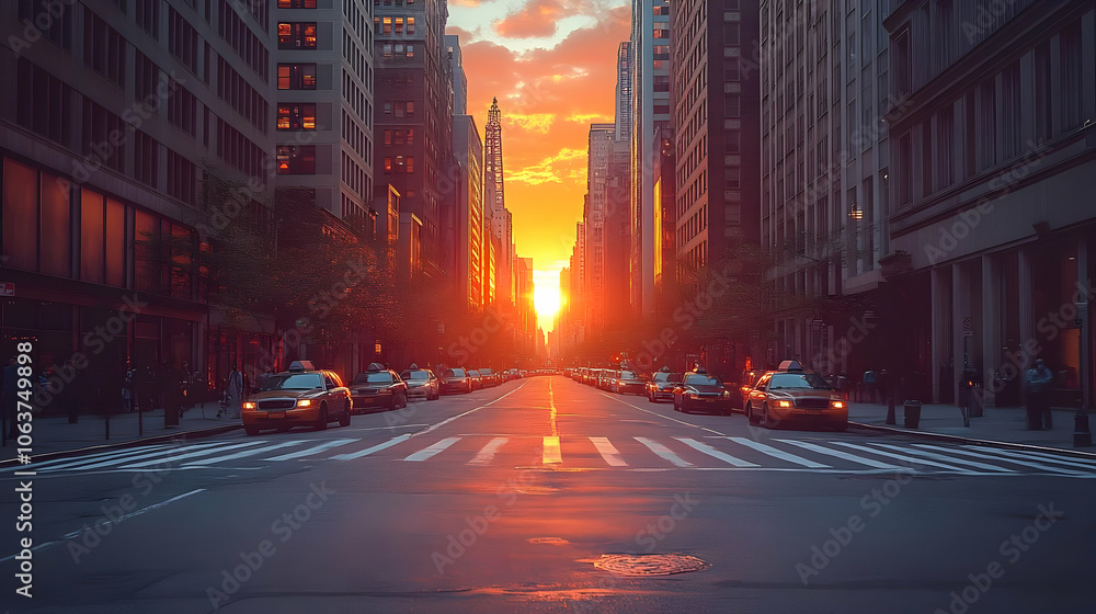 City Street Sunset Photo City Street Sunset Photo