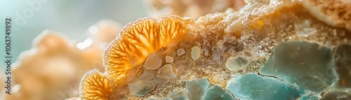 Close-up of a Yellow and Green Agate Geode with Intricate Patterns