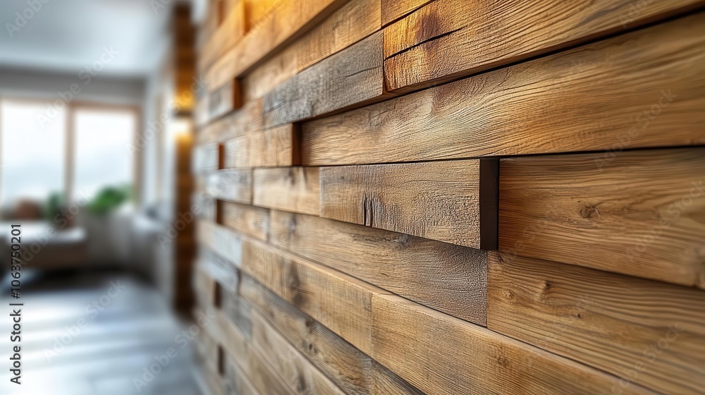 Obraz premium rich texture of wooden wall panels showcasing horizontal stripes in natural wood tones embodying modern interior design principles in a cozy atmosphere
