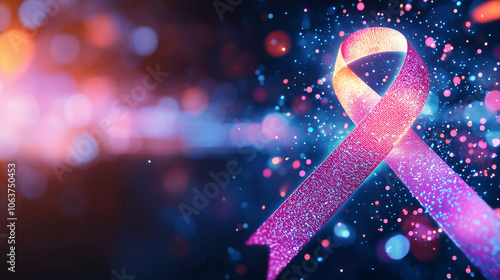 Wallpaper Mural Cancer Awareness Ribbon with Light Particles and Community Support Torontodigital.ca