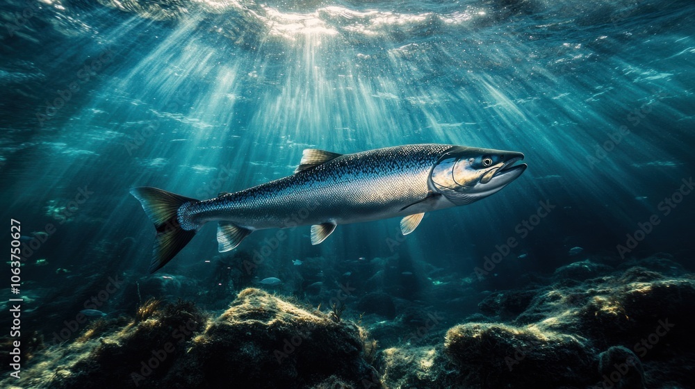 Salmon Underwater in Sunlight Salmon Underwater in Sunlight