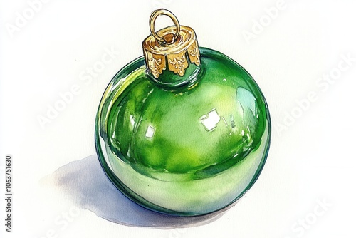 Hand-painted green bauble with golden cap detail