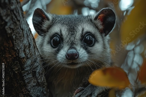 Close-up of a Curious-Looking, Grey-Furred Bush Baby