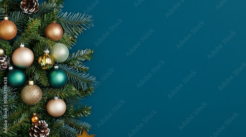 Fototapeta premium Beautifully decorated Christmas tree with vibrant ornaments and a star on top