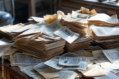 Faded Papers on a Table in Disarray