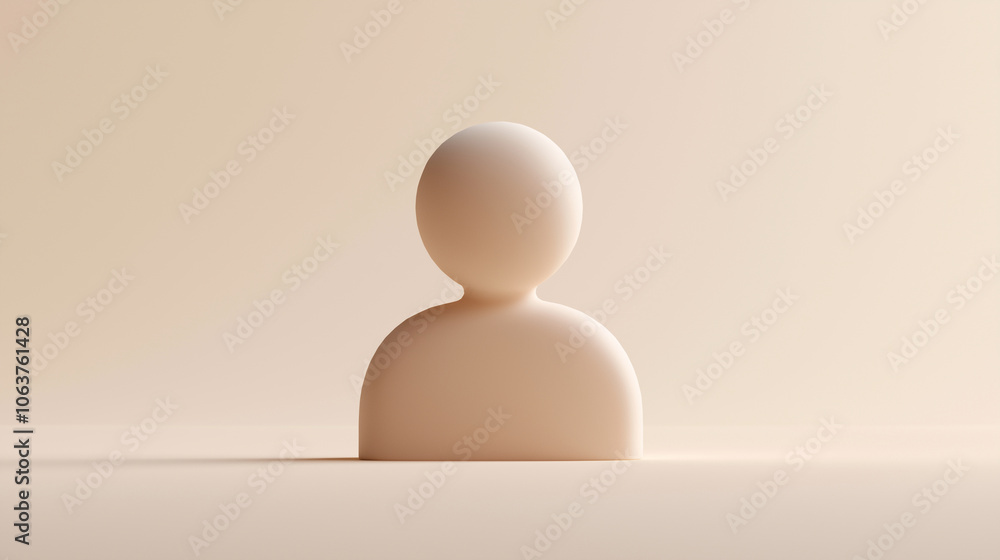 A minimalist representation of an abstract human figure set against a flat, soothing beige background, symbolizing simplicity, neutrality, and modern art concepts.