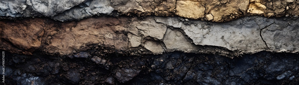 Close-up View of Layered Soil and Rock Textures