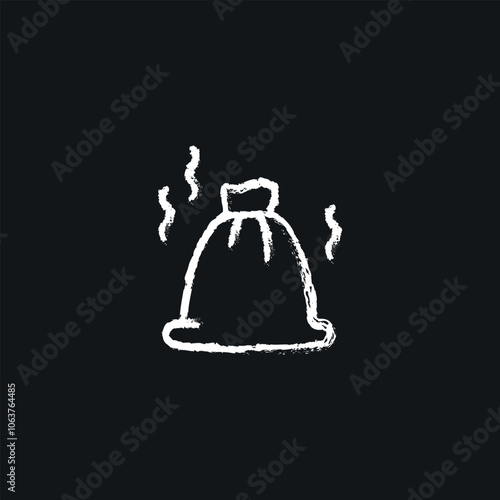 Trash bag full chalk icon. Thin line customizable illustration. Contour symbol. Vector isolated outline drawing.