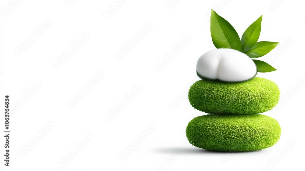 Serene Spa Stones: A stack of moss-covered stones with a white flower and vibrant green leaves, symbolizing tranquility and natural balance. Perfect for wellness, spa, and nature-themed projects. Serene Spa Stones: A stack of moss-covered stones with a white flower and vibrant green leaves, symbolizing tranquility and natural balance. Perfect for wellness, spa, and nature-themed projects.