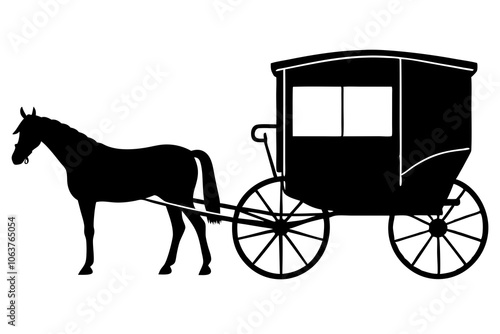 Amish buggy pulled by horse silhouette vector illustration 