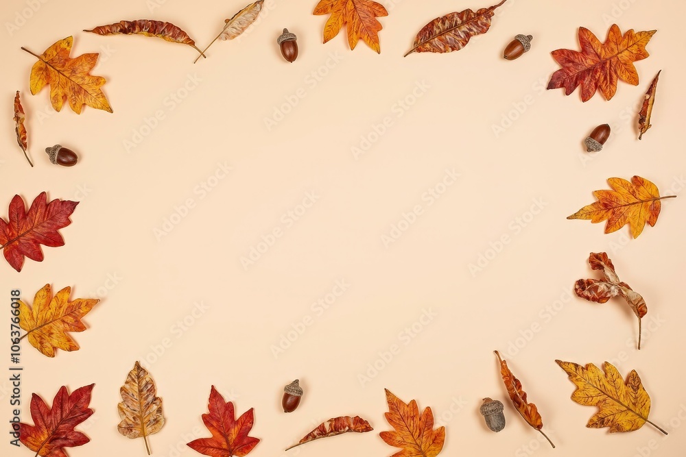 Autumn's Splendor: A Framed Collage of Vivid Leaves and Earthy Tones, Evoking Warmth and Serenity Autumn's Splendor: A Framed Collage of Vivid Leaves and Earthy Tones, Evoking Warmth and Serenity