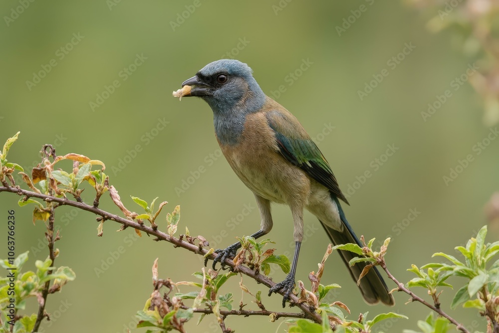 Majestic bird perched on branch amidst lush greenery, showcasing nature's serene beauty Majestic bird perched on branch amidst lush greenery, showcasing nature's serene beauty
