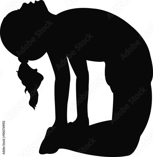 gymnast girl performing, silhouette vector