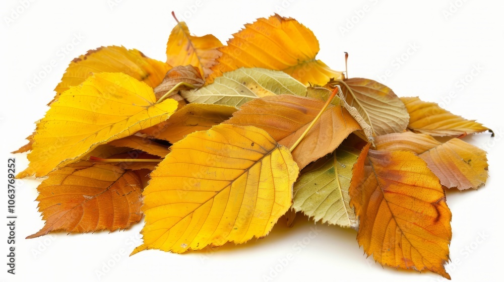 Pile of autumn leaves isolated on white background Pile of autumn leaves isolated on white background