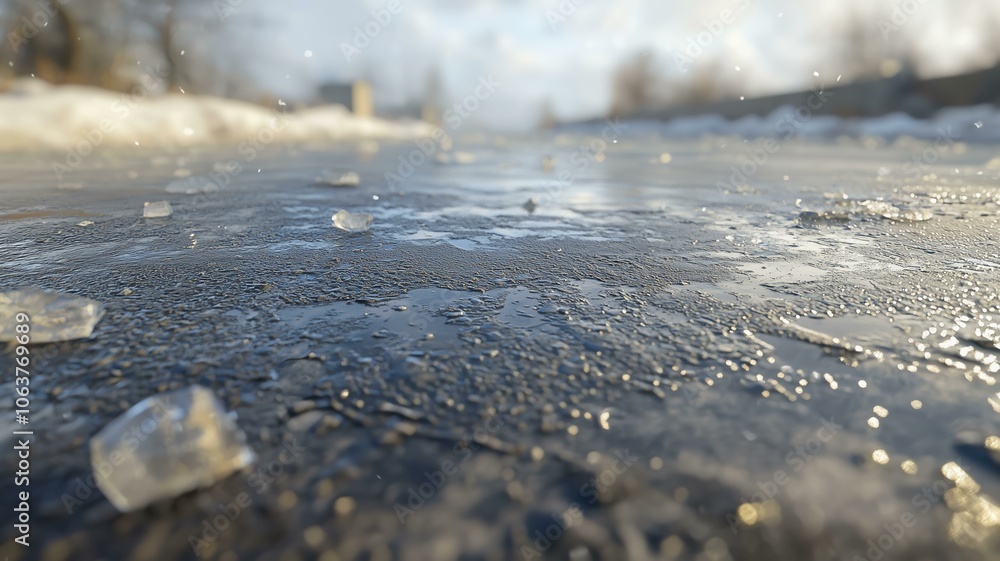 水たまりに張った氷