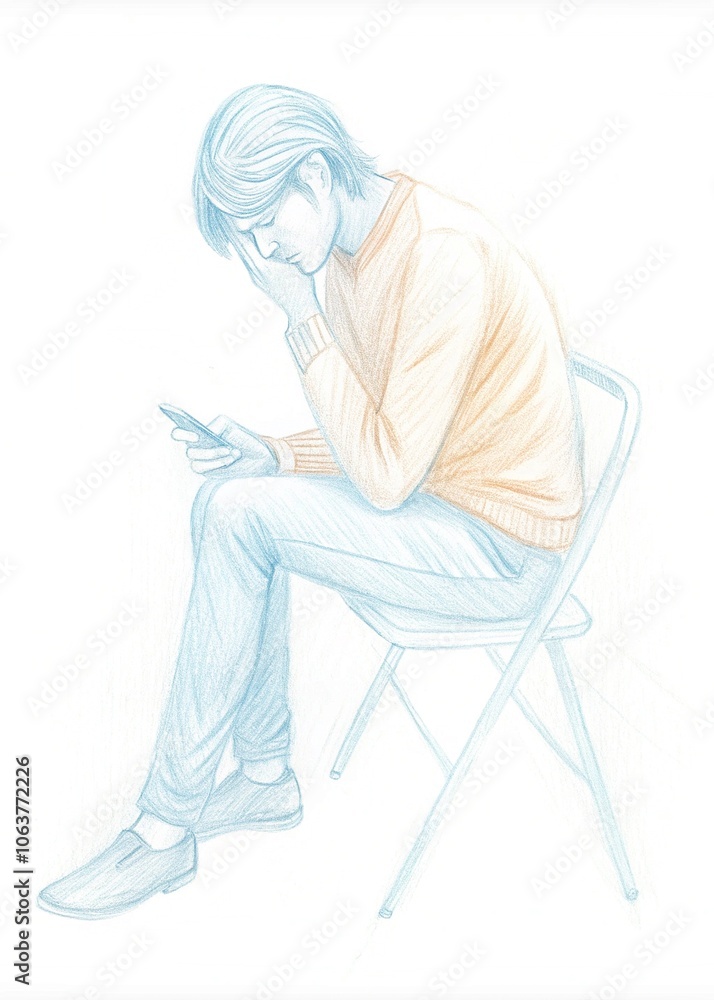 depressed person with their face scribble out in depressed person with their face scribble out in