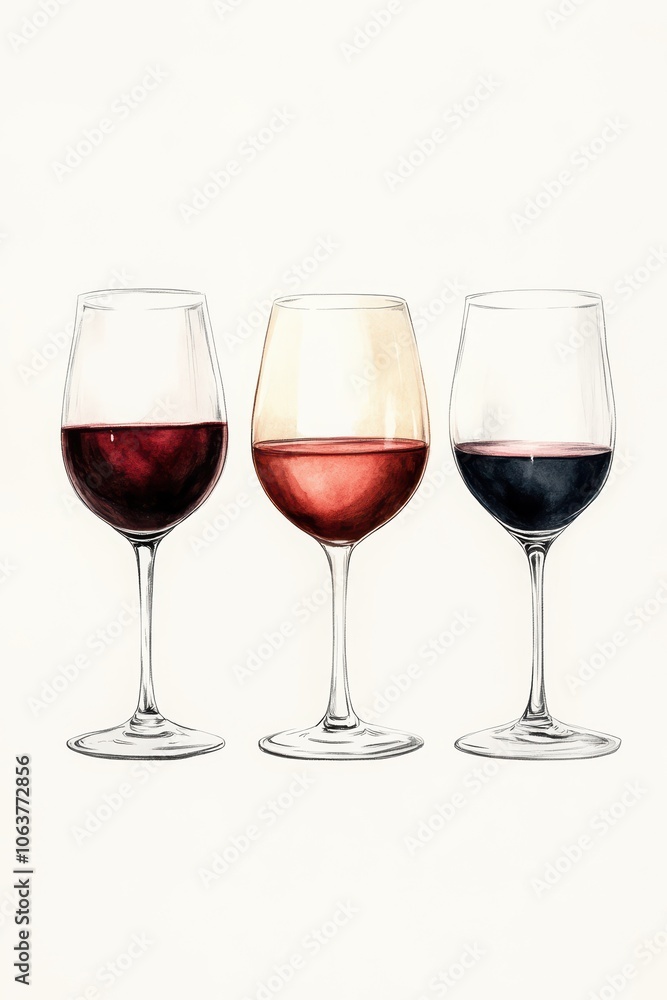Hand-Drawn Wine Glasses Illustration for Bar Ad Hand-Drawn Wine Glasses Illustration for Bar Ad