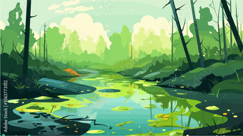 Illustration on the topic of environmental pollution. Water pollution.
