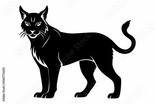 black bobcat silhouette vector on white background, Bobcat Silhouettes Vector Animal Illustration on White Background ,bobcat silhouette vector illustration Symbole.