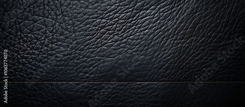 Black Leather Texture with a Stitch. Black Wallet Leather Texture Background. 3D Illustration. Generate Ai Image