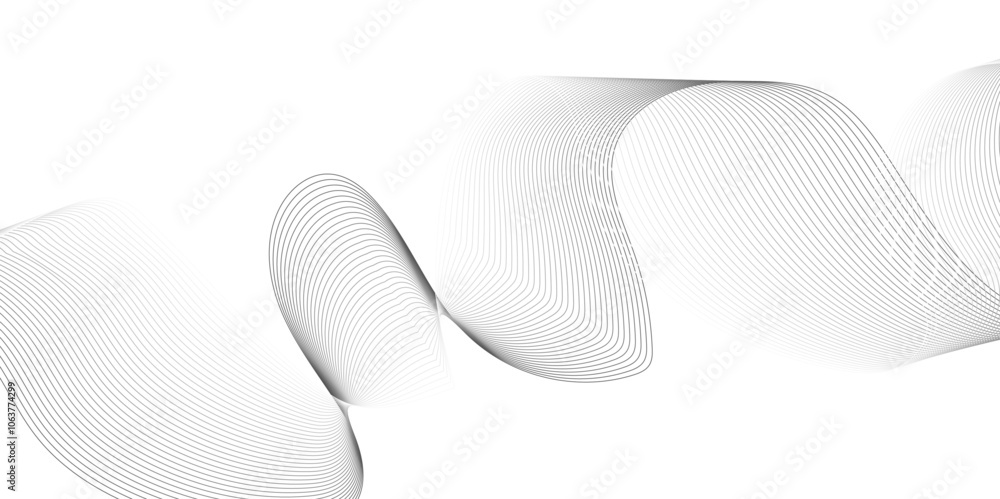 White wave curve lines banner background design. Abstract soft wave lines dynamic flowing gray light isolated background. Vector Illustration of the gray pattern of lines. Black stripes on white .
White wave curve lines banner background design. Abstract soft wave lines dynamic flowing gray light isolated background. Vector Illustration of the gray pattern of lines. Black stripes on white .