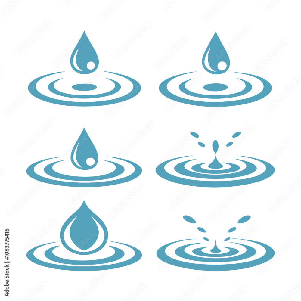 Blue Water Droplet Vector Illustration Collection. Blue Water Droplet Vector Illustration Collection.