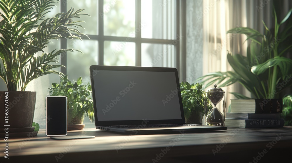The Cozy Workspace with Laptop The Cozy Workspace with Laptop