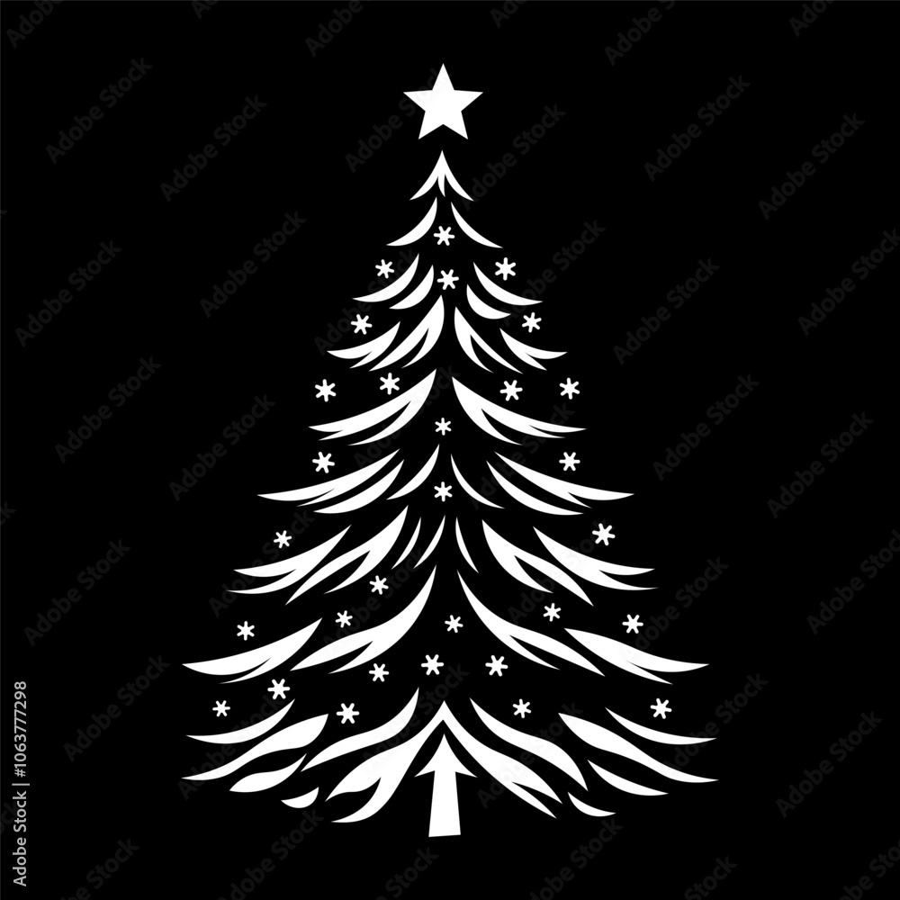Obraz premium Christmas Tree Window Stencil Template - Festive Holiday Stencil Design