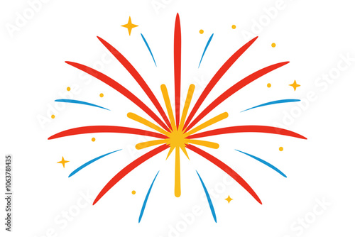 New Year Fireworks Burst | isolated vector illustration on white background