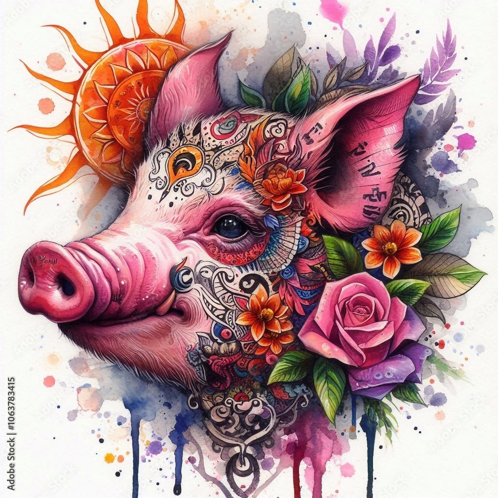 Obraz premium Schwein Tattoo