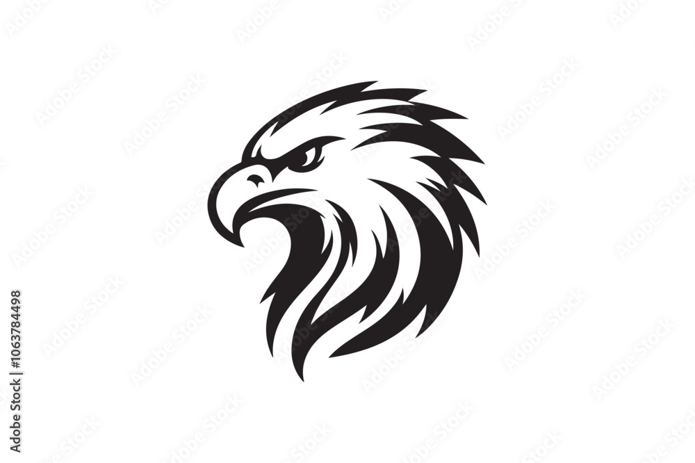 Obraz premium Eagle head silhouette vector art illustration