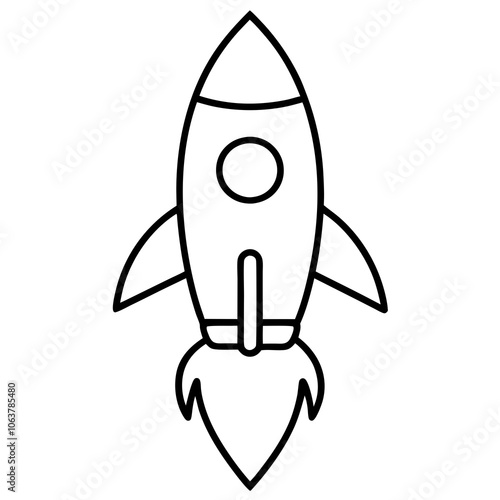 Simple rocket icon drawing Silhouette line art vector illustration 