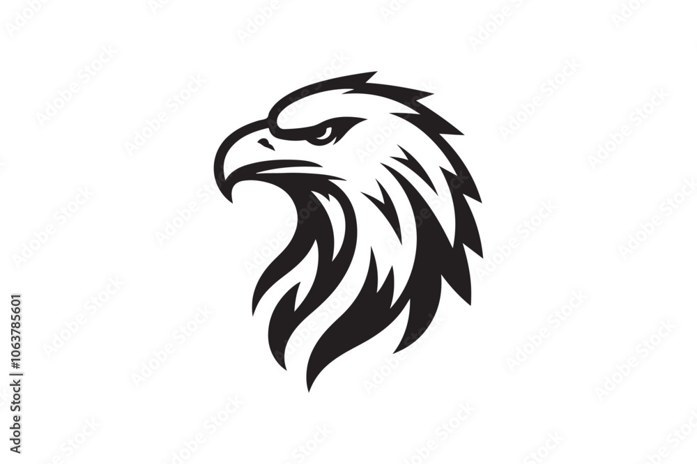 Fototapeta premium Eagle head silhouette vector art illustration