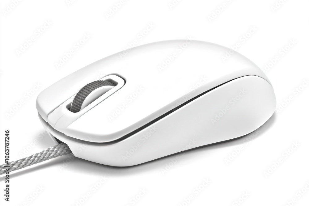 White wired computer mouse on blank background White wired computer mouse on blank background