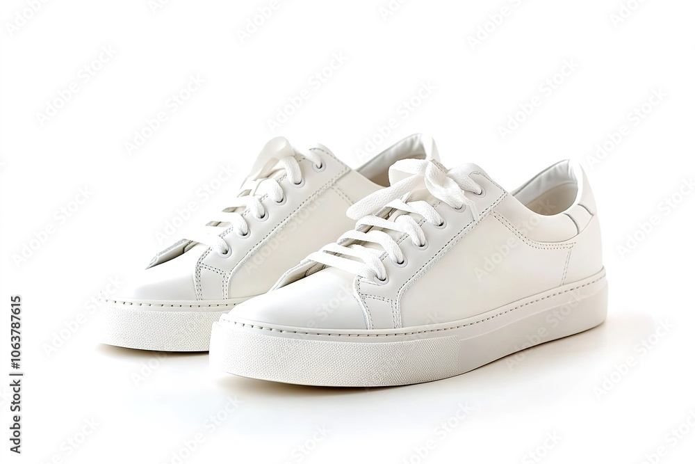 White sneakers on clean background, simplicity and fashion White sneakers on clean background, simplicity and fashion