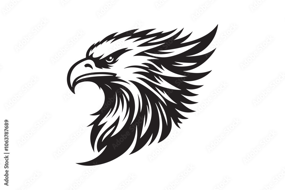 Fototapeta premium Eagle head silhouette vector art illustration