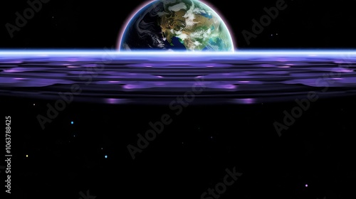 Wallpaper Mural Earth from Space. Mesmerizing  View with Spaceship, Sun, and Celestial Stars Torontodigital.ca